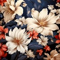 Boom vintage colorful flowers, pollen, leaves pattern vector pattern on floral background